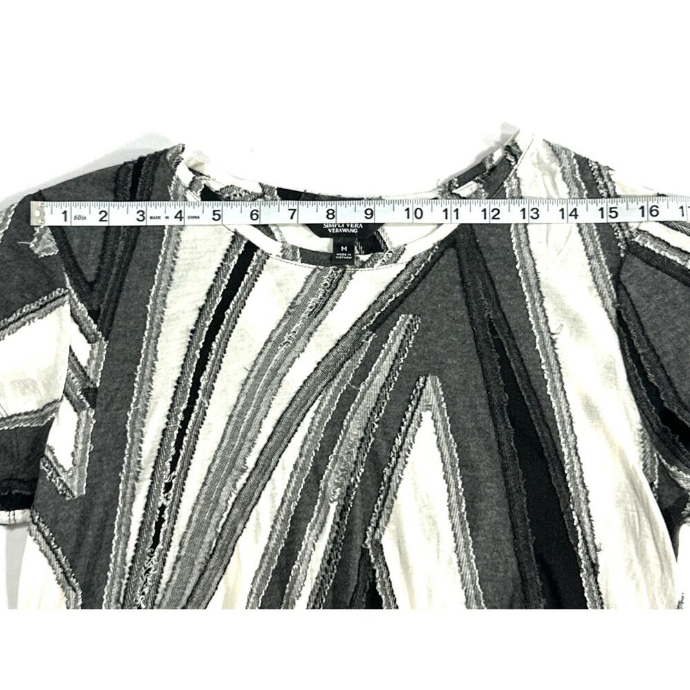 Simply Vera Vera Wang Womens Medium Geometric Striped Top Asymmetrical Hem Boho - Picture 6 of 9